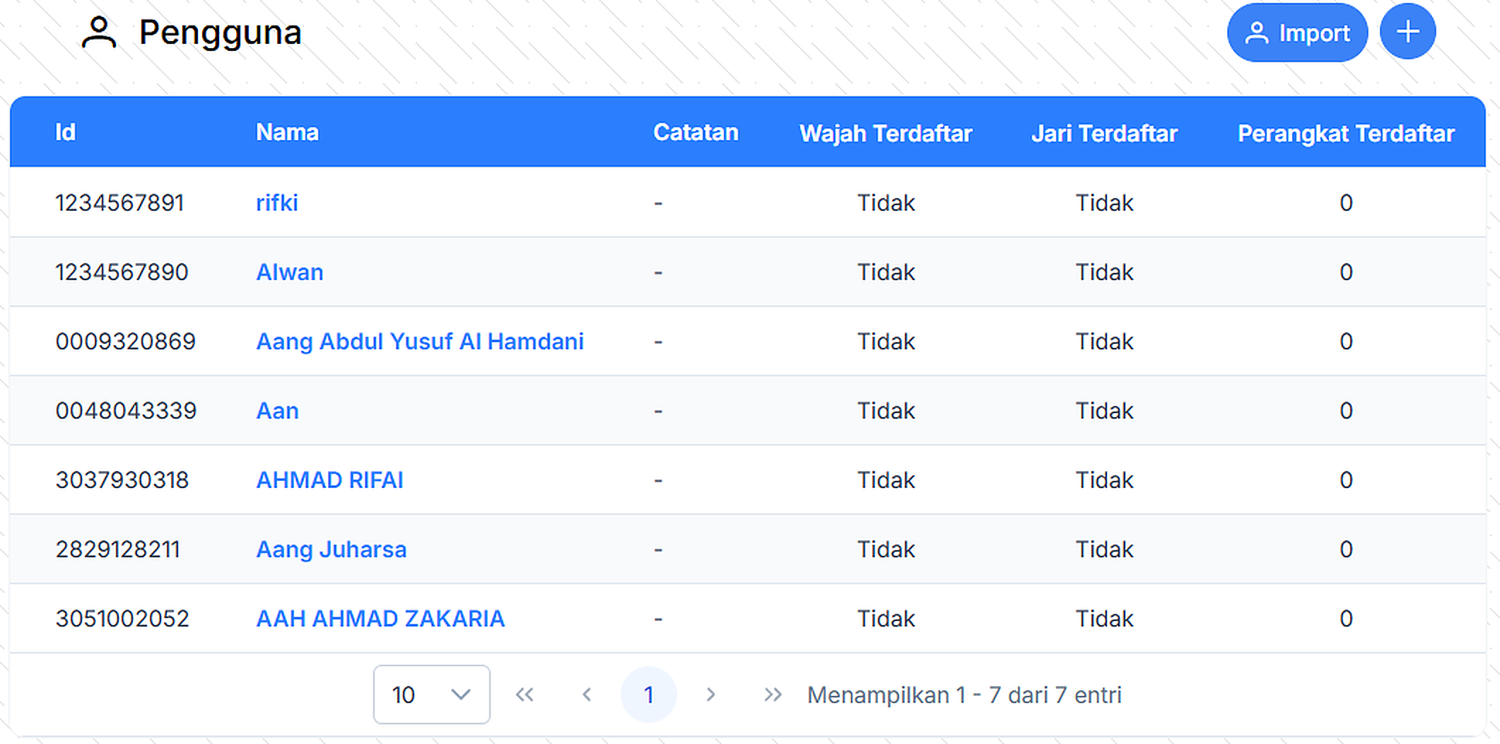Hasil Import Data Siswa