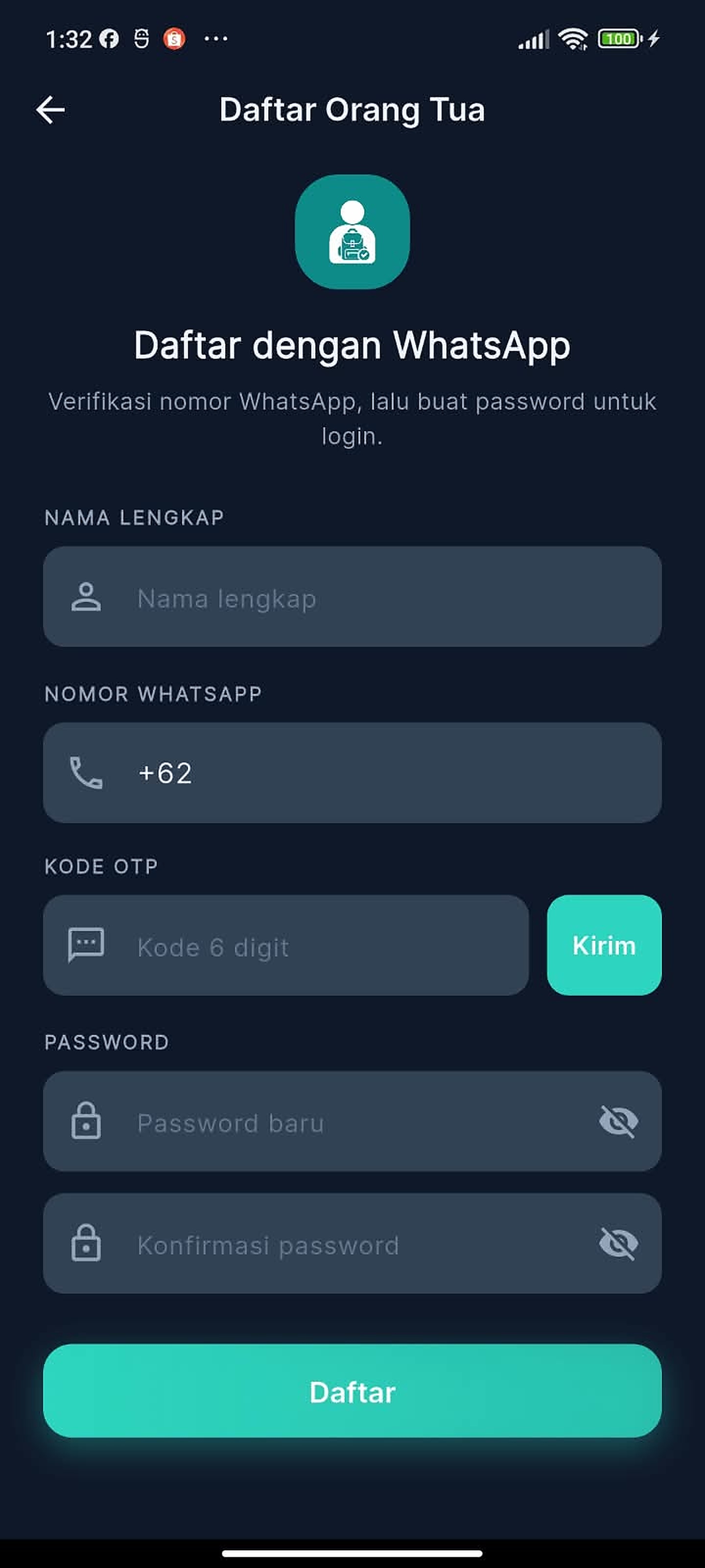 Kolom Nomor WhatsApp