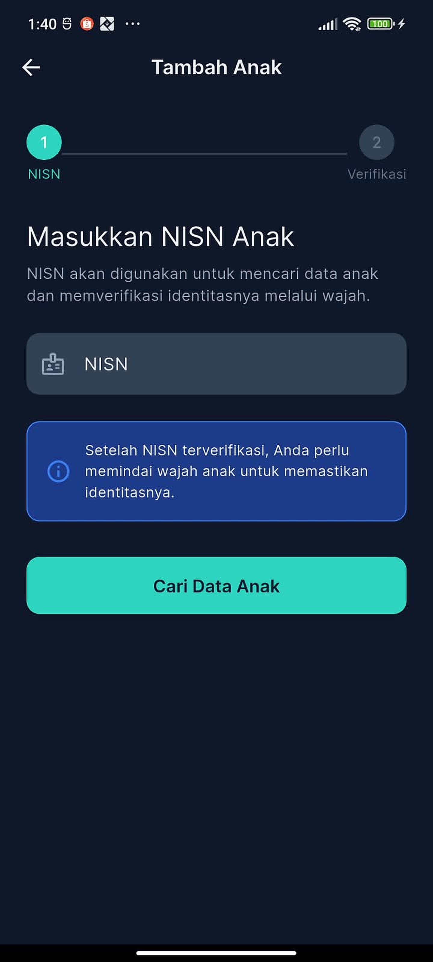 Kolom NISN Anak