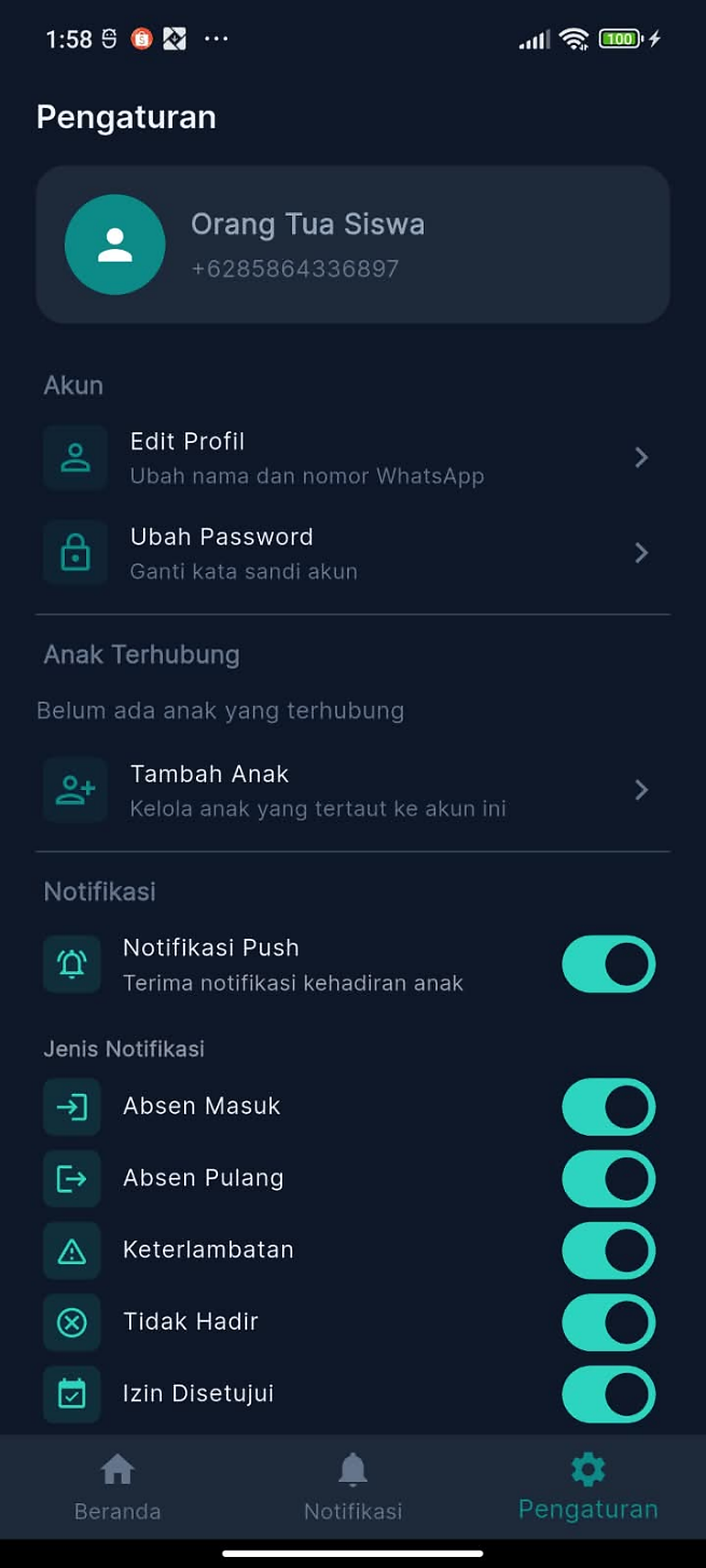 Halaman Pengaturan