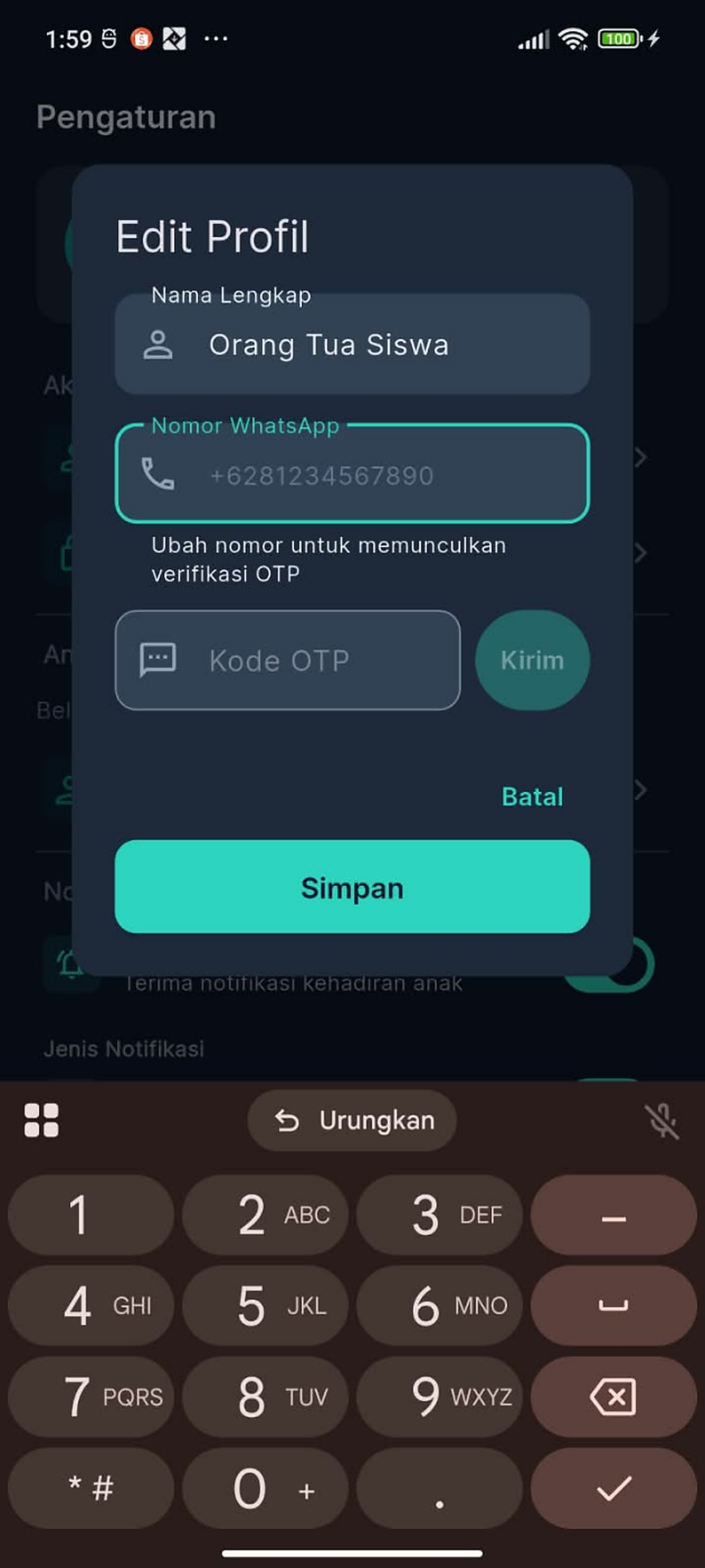 Halaman Edit Profile