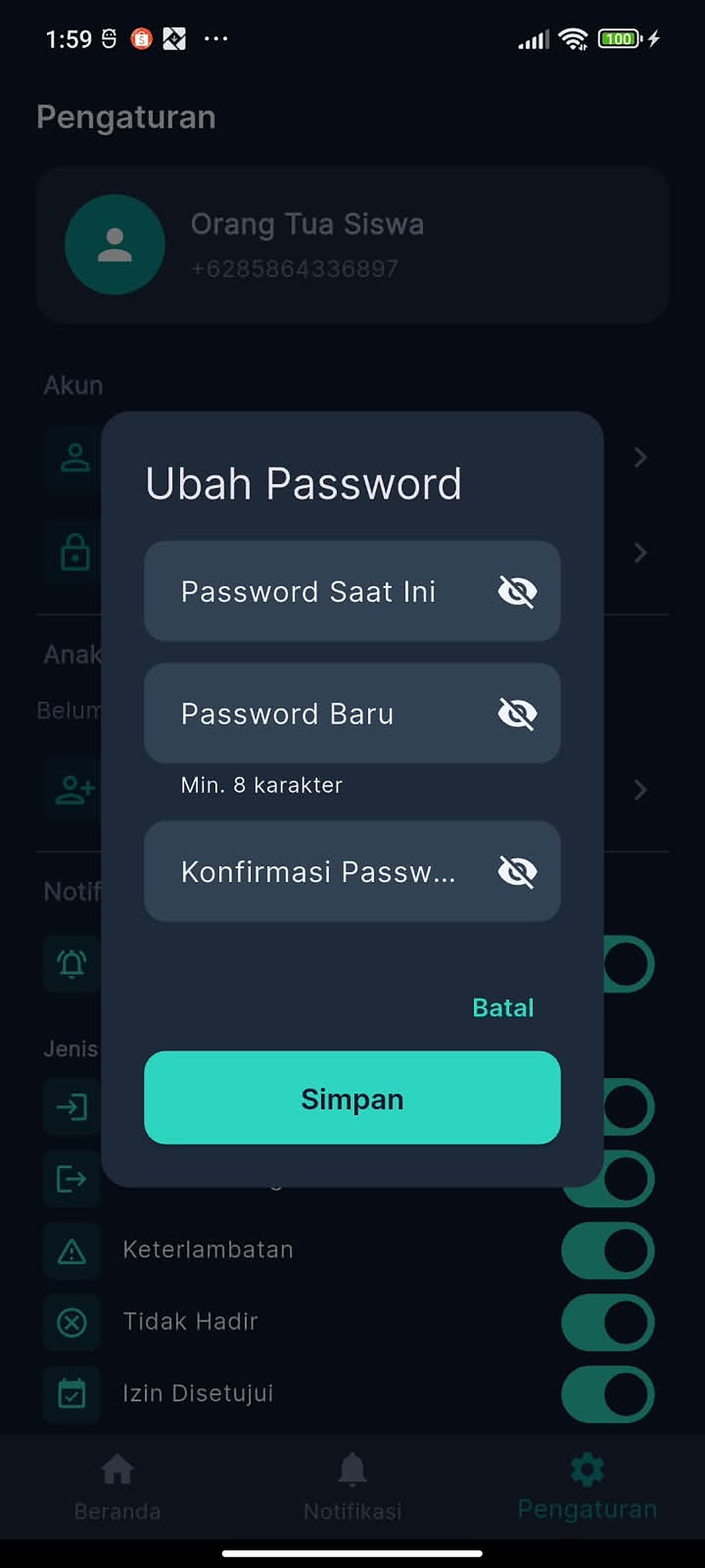 Halaman Ubah Password