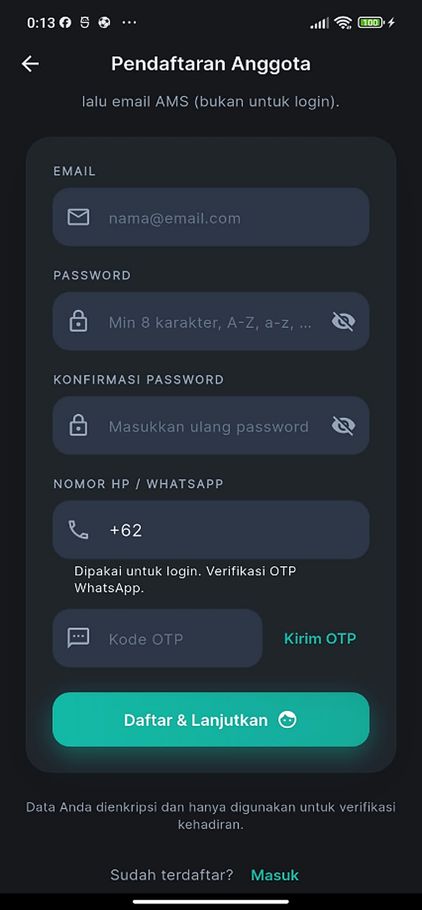 Form Pembuatan Akun