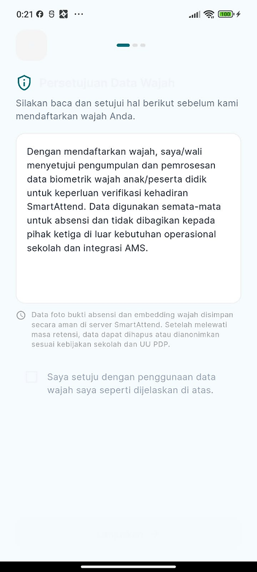 Persetujuan Pendaftaran Wajah