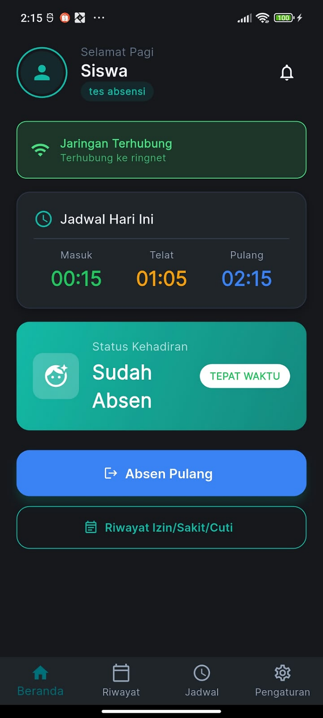 Tombol Absensi Keluar
