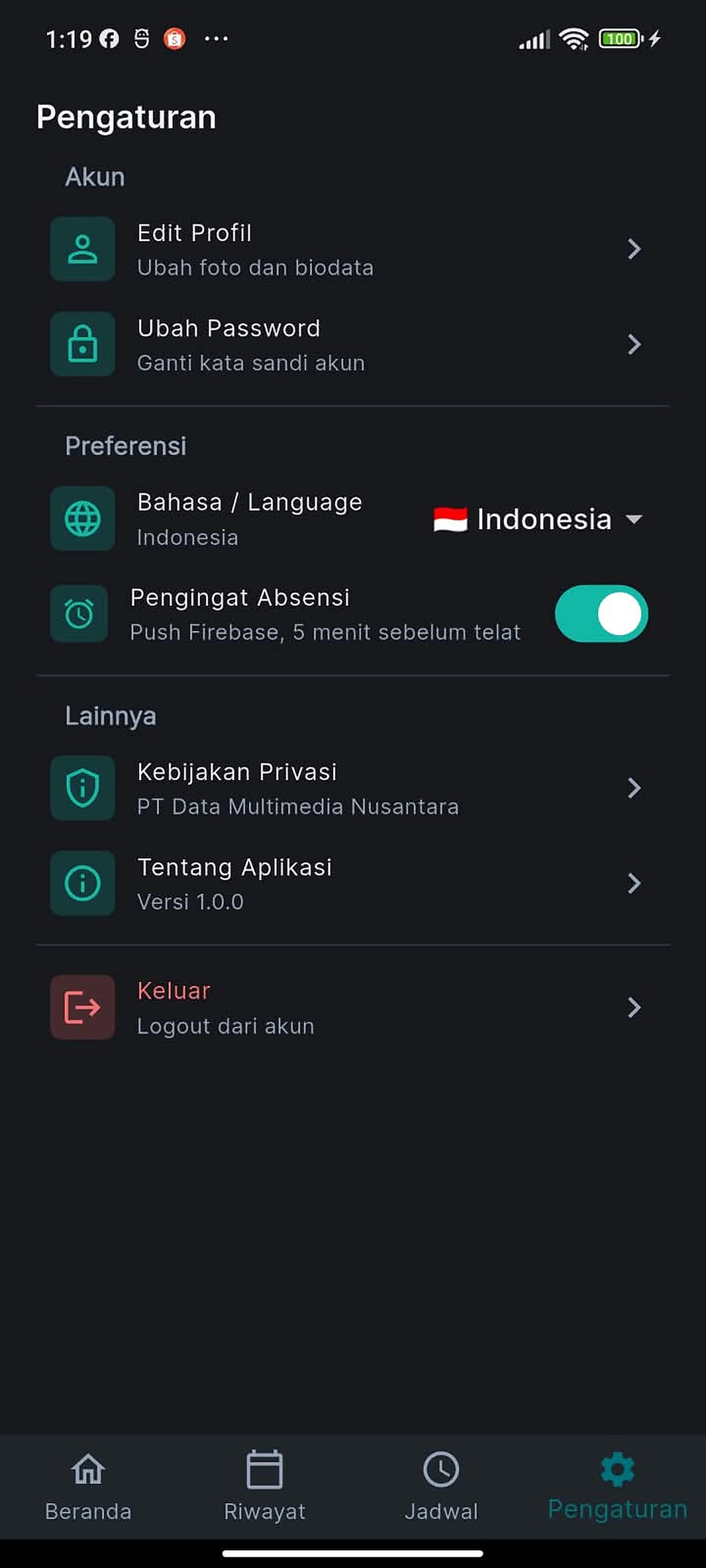Halaman Pengaturan