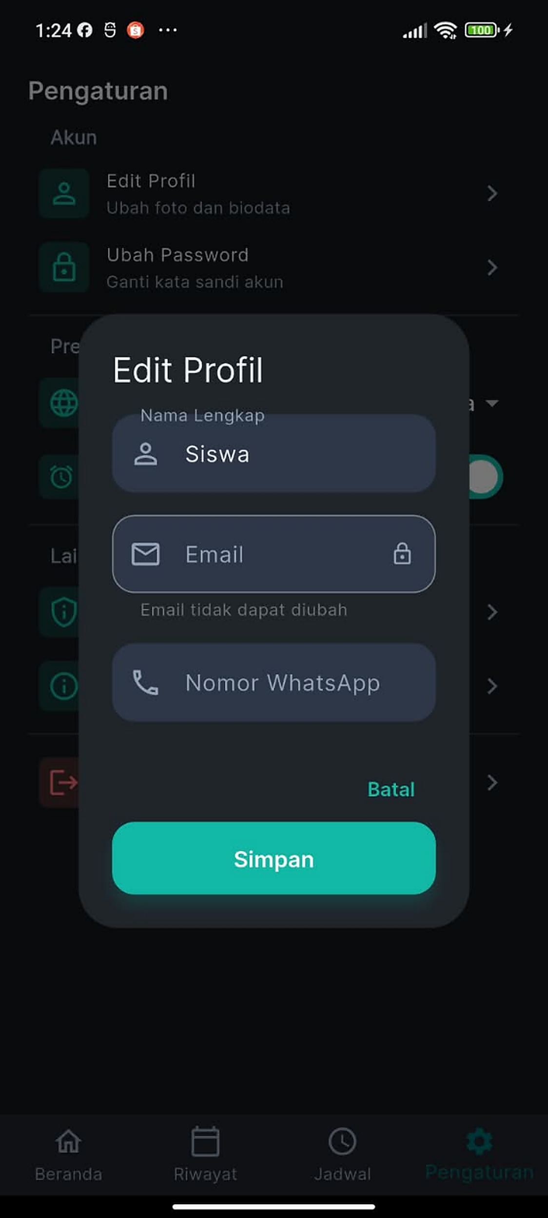 Halaman Edit Profile